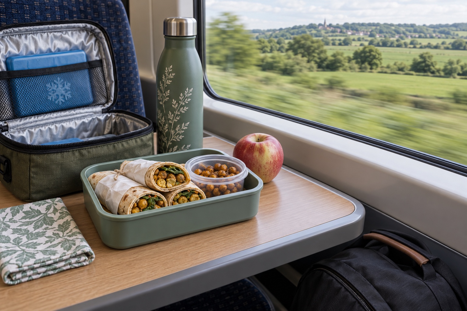 UK train picnic food that stays neat in a backpack