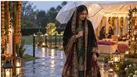 Winter layering for a UK outdoor mehndi in the rain