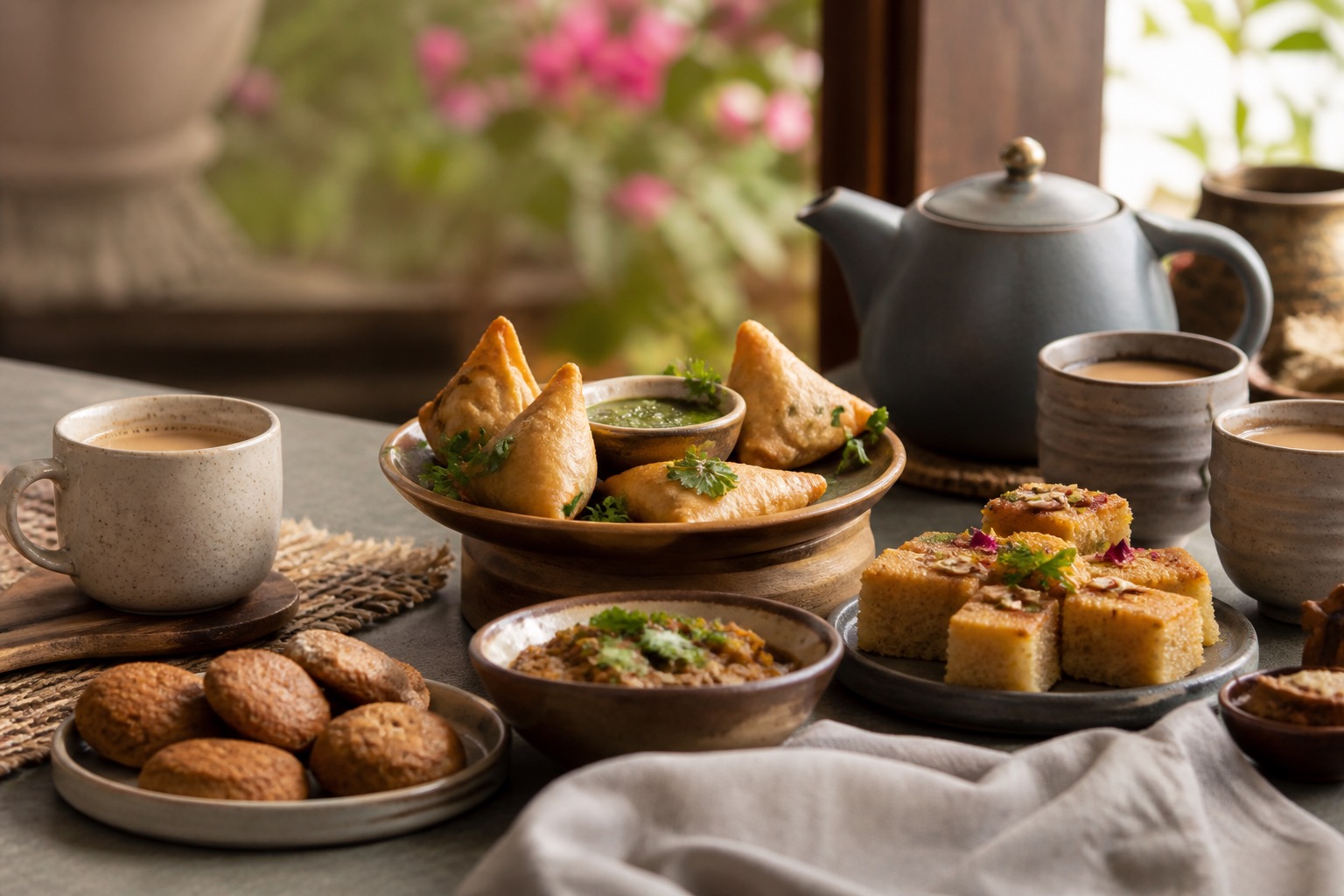 Pakistani chai snacks: a balanced sweet and savoury table