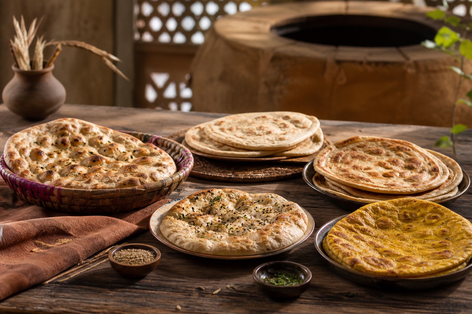 Pakistani regional breads: naan, roti, paratha, kulcha, and sheermal
