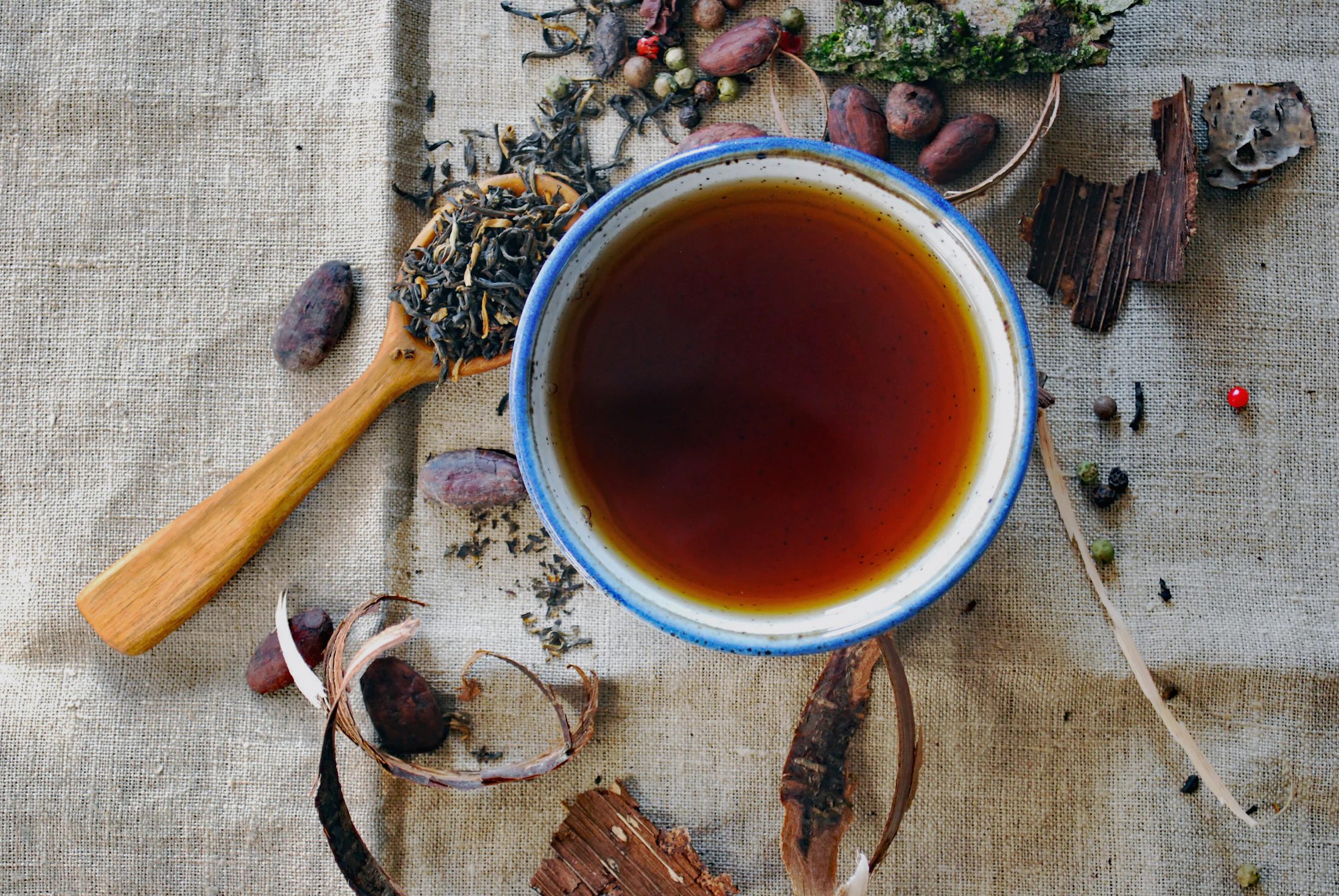 A cup of black tea ready to drink.