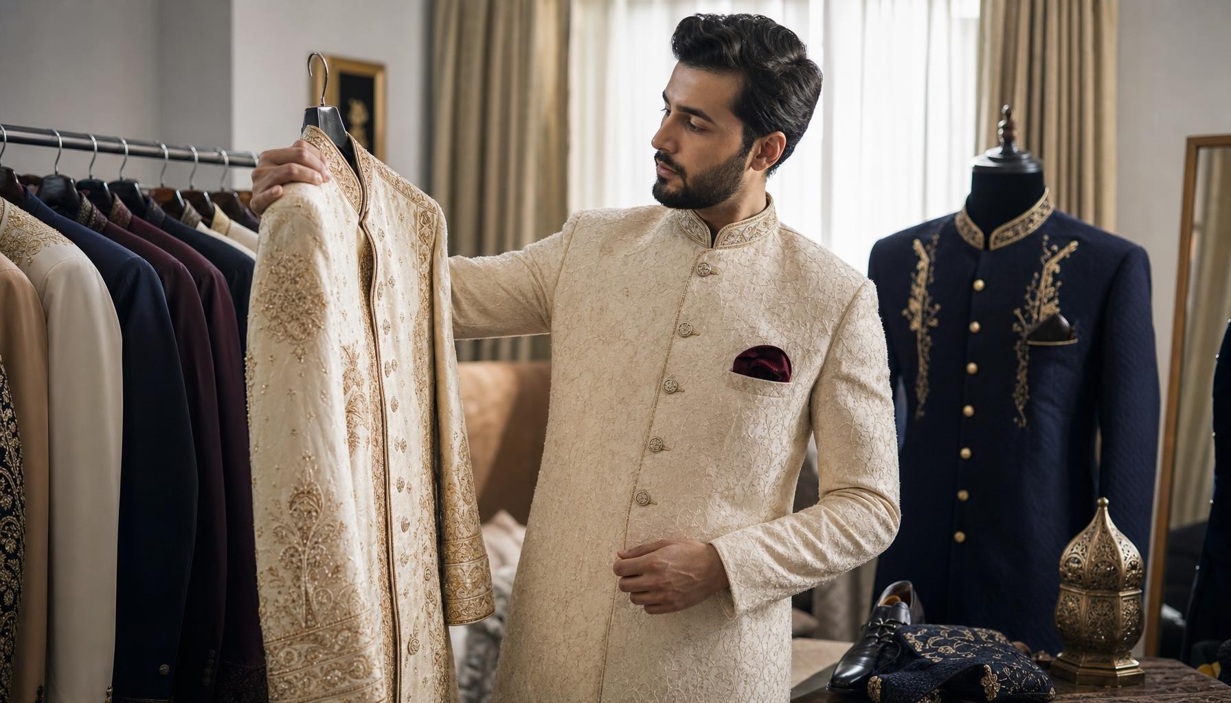 Renting vs buying sherwani for a UK guest role