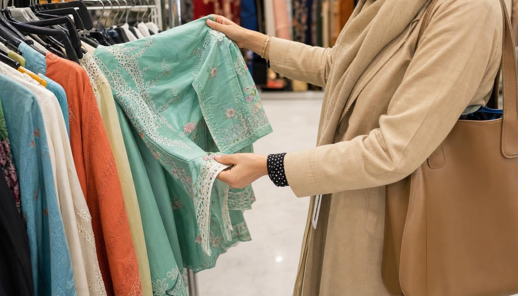 Second-hand lawn suits in the UK: inspecting quality before Eid