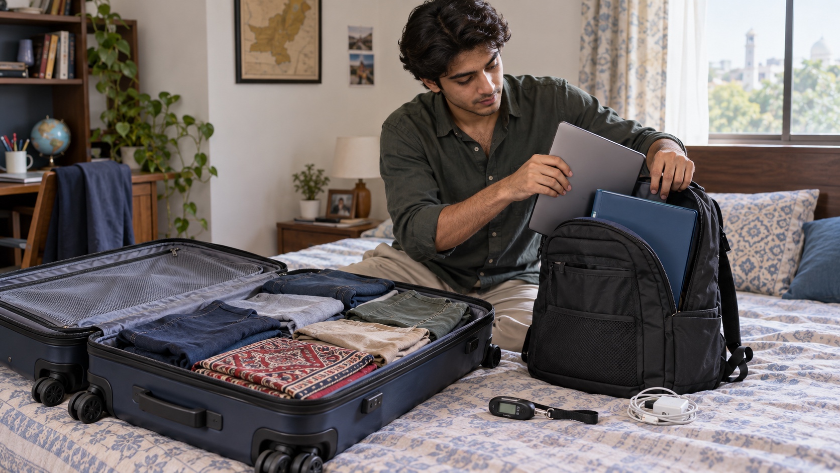 Packing US student bags after a Pakistan summer visit