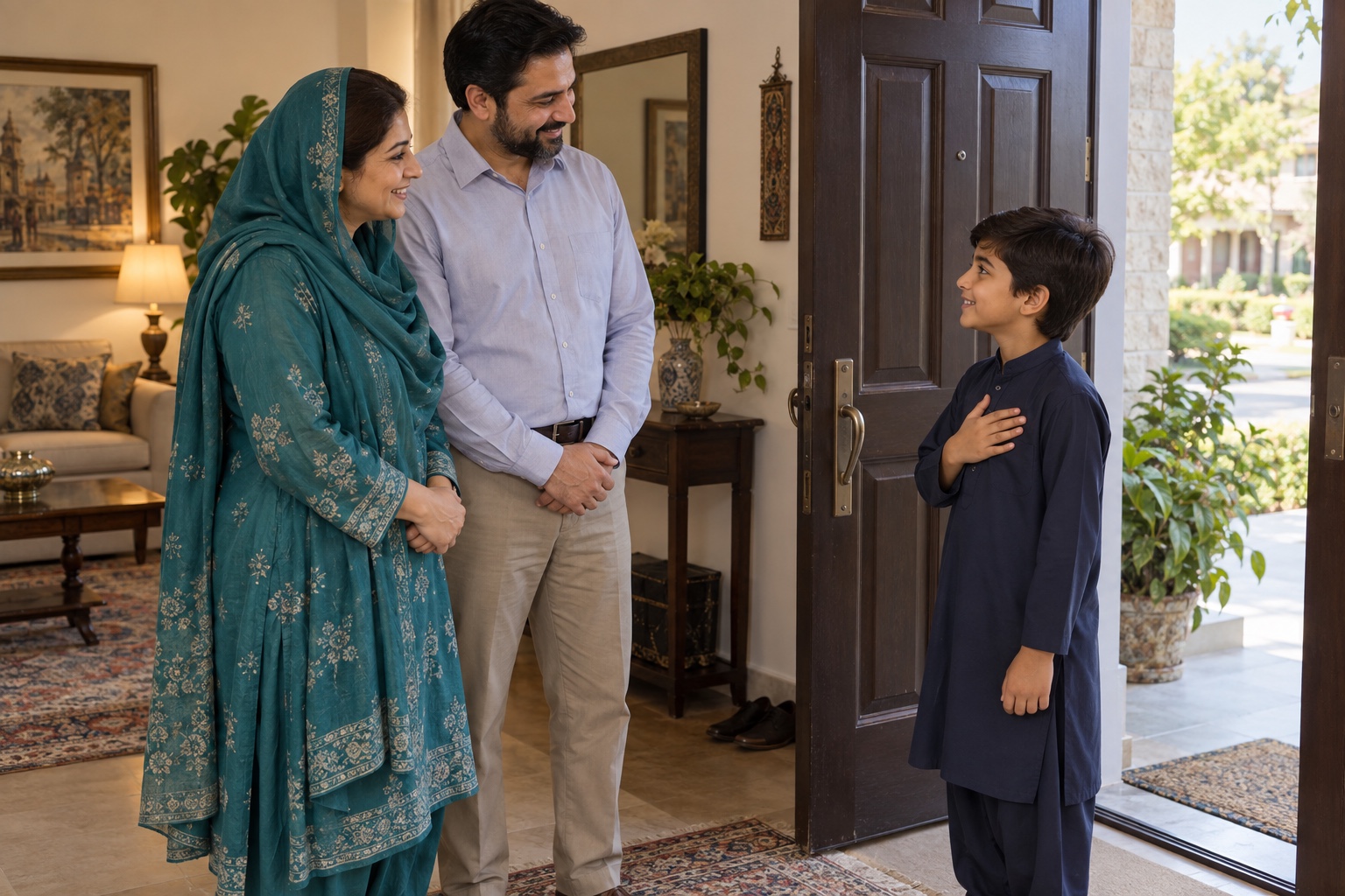Teaching kids Urdu greetings before a Pakistan visit