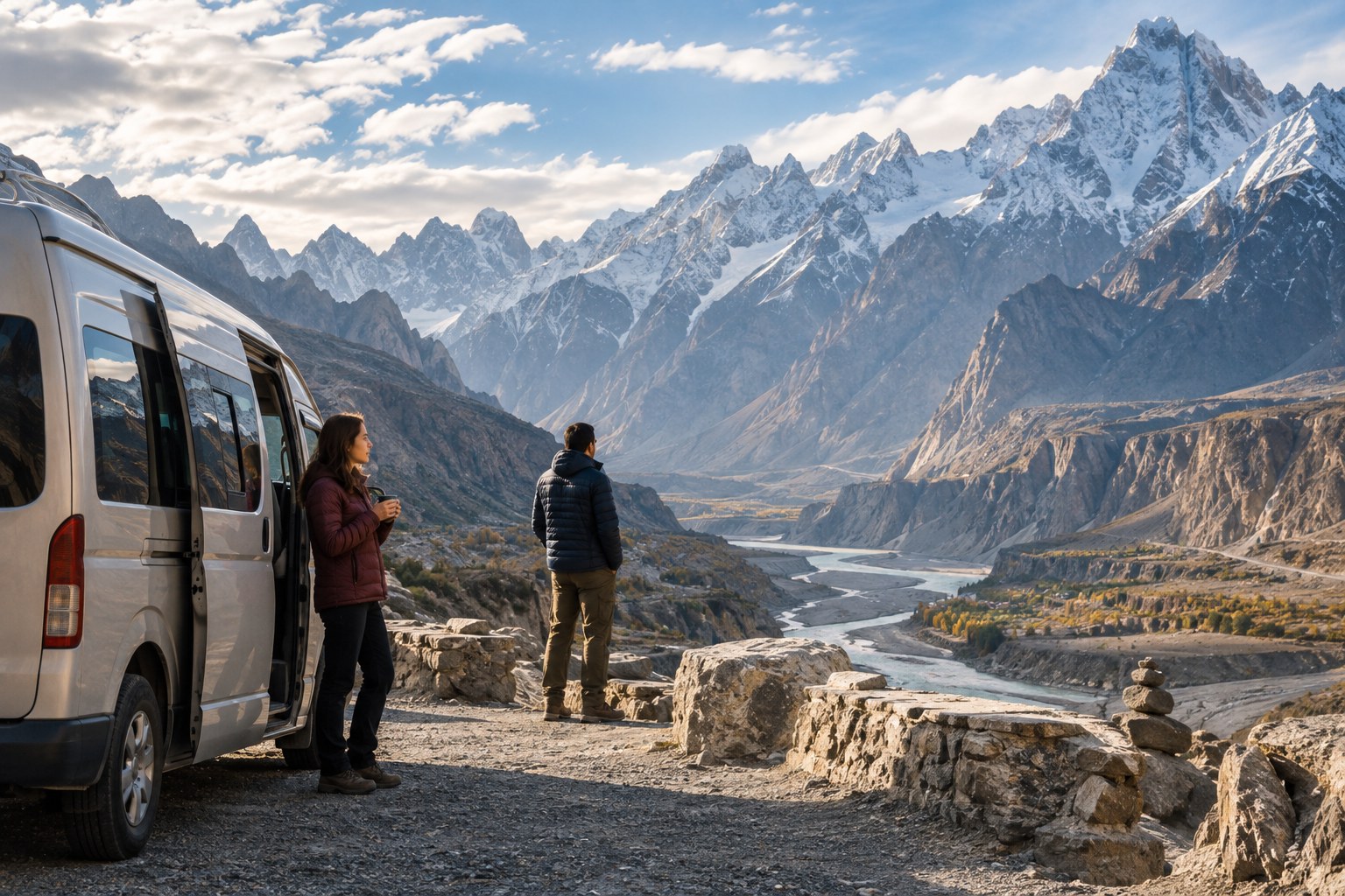 The Karakoram Highway in stages, not in a reel